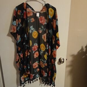 Floral Kimono with Tassels